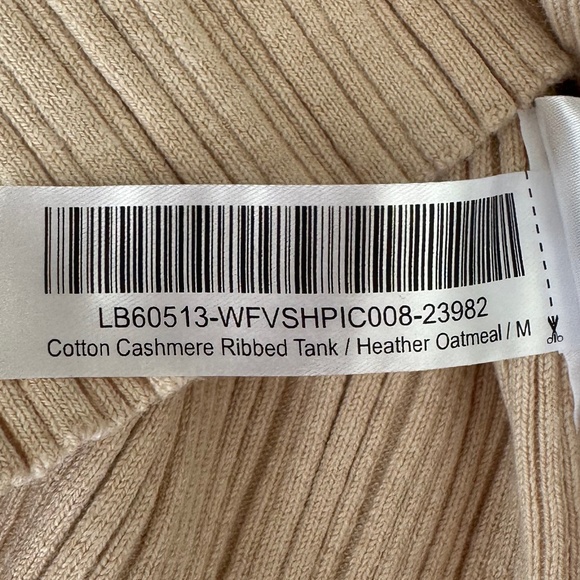 Quince Cotton Cashmere Ribbed Tank Heather Oatmeal M Wardrobe Staple Stretch NWT - Picture 13 of 15